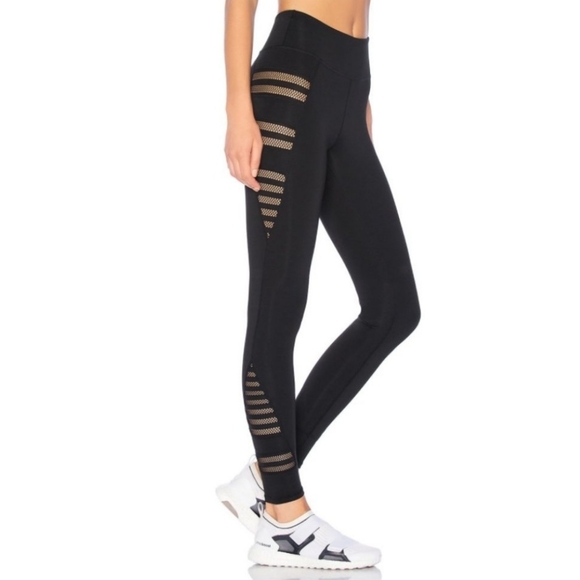 Lovewave Angela Black Mesh Inset Athletic Leggings - Picture 1 of 9
